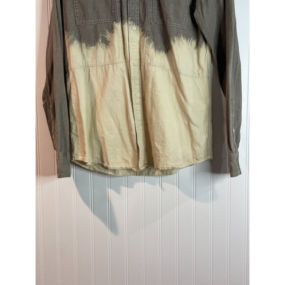 Levis Mens M Long Sleeve Button-Up Dip Dye Shirt Gray & Cream - Picture 9 of 15
